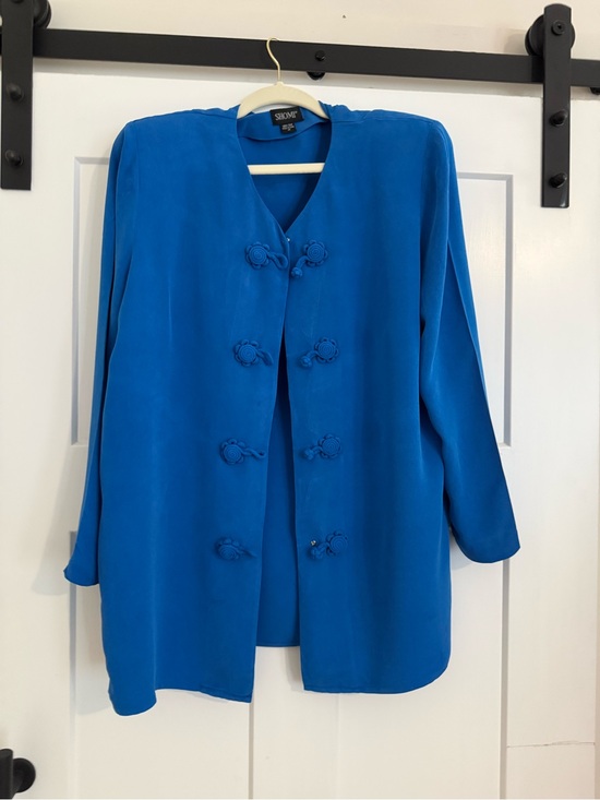 Shomi Pants - Set- Vintage Silk Women's Cobalt Blue Pantsuit GUC 0772